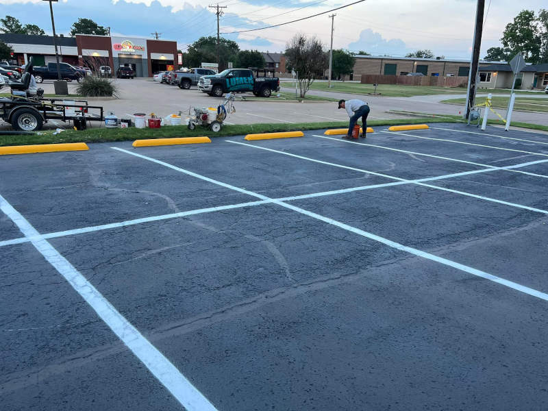Parking lot being restriped